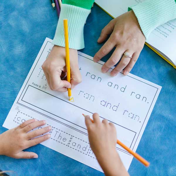 Children learning with writing exercises