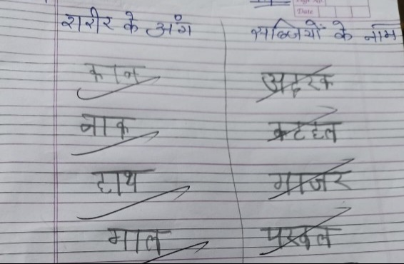 Hindi words related to body parts